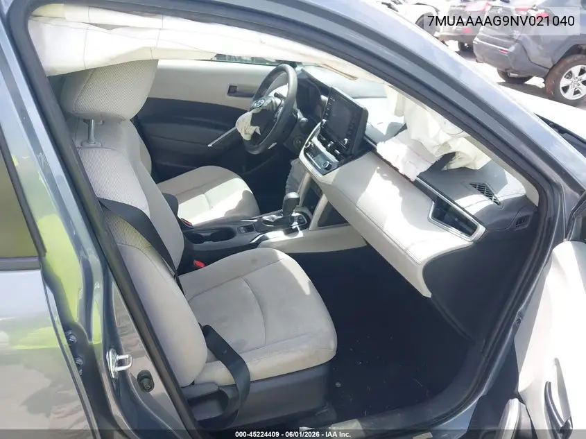 2022 Toyota Corolla Cross L VIN: 7MUAAAAG9NV021040 Lot: 45224409
