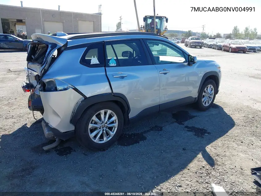 2022 Toyota Corolla Cross Le VIN: 7MUCAABG0NV004991 Lot: 45348281