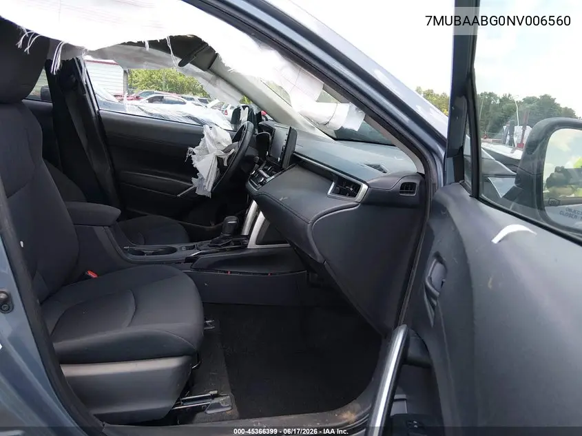 2022 Toyota Corolla Cross Le VIN: 7MUBAABG0NV006560 Lot: 45366399