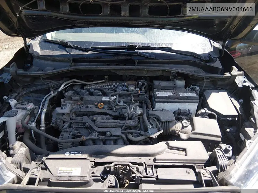 2022 Toyota Corolla Cross L VIN: 7MUAAABG6NV004663 Lot: 45381354