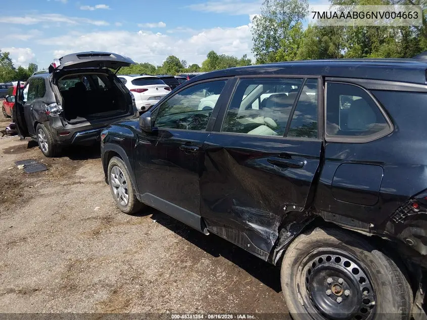 2022 Toyota Corolla Cross L VIN: 7MUAAABG6NV004663 Lot: 45381354