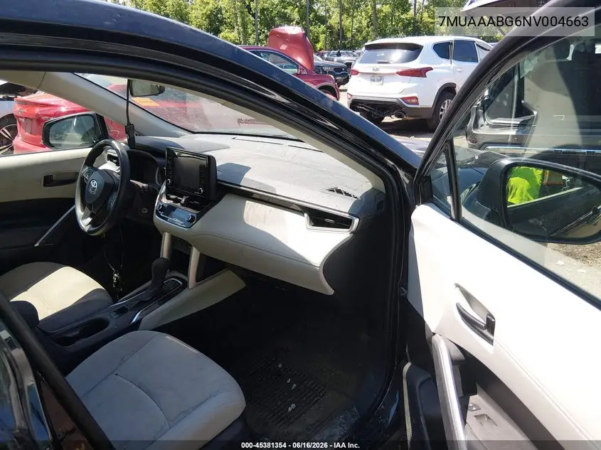 2022 Toyota Corolla Cross L VIN: 7MUAAABG6NV004663 Lot: 45381354