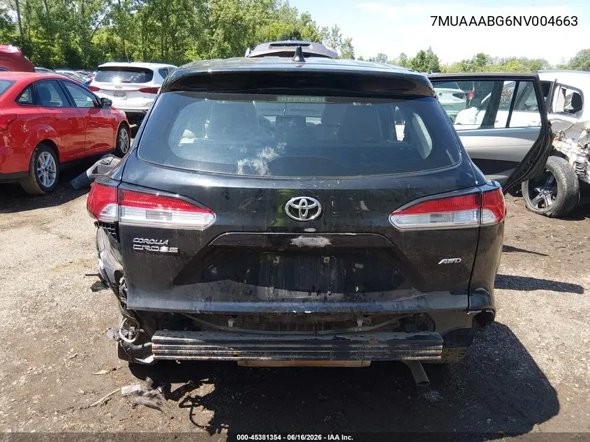 2022 Toyota Corolla Cross L VIN: 7MUAAABG6NV004663 Lot: 45381354