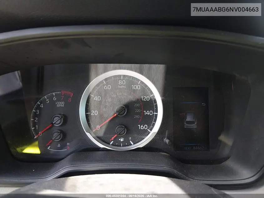 2022 Toyota Corolla Cross L VIN: 7MUAAABG6NV004663 Lot: 45381354