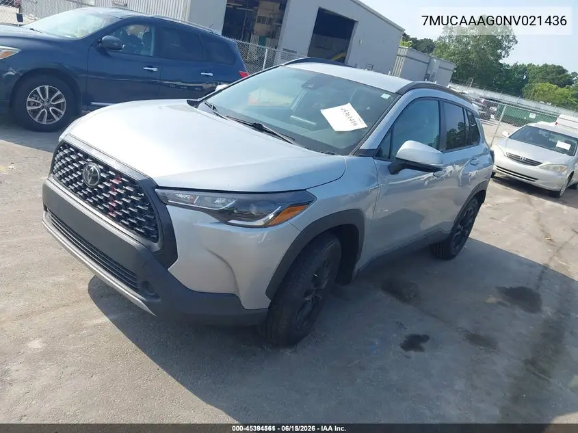 2022 Toyota Corolla Cross Le VIN: 7MUCAAAG0NV021436 Lot: 45394561