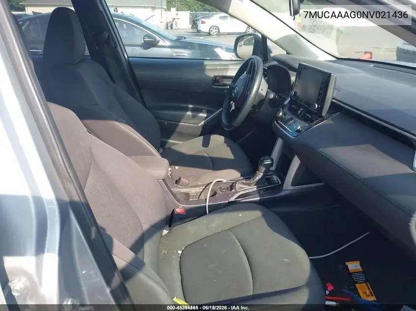 2022 Toyota Corolla Cross Le VIN: 7MUCAAAG0NV021436 Lot: 45394561