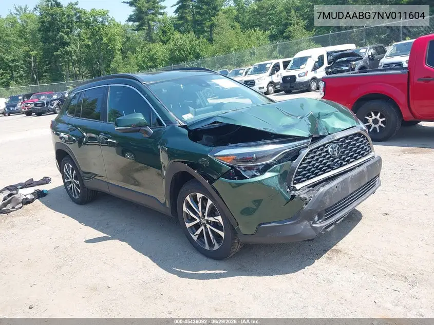 2022 Toyota Corolla Cross Xle VIN: 7MUDAABG7NV011604 Lot: 45436092