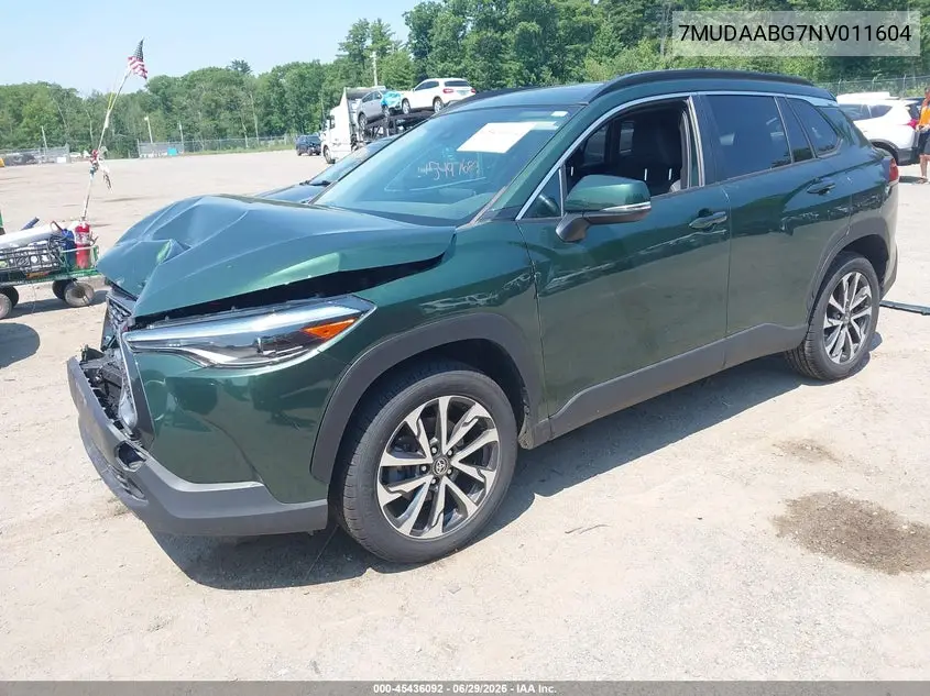 2022 Toyota Corolla Cross Xle VIN: 7MUDAABG7NV011604 Lot: 45436092