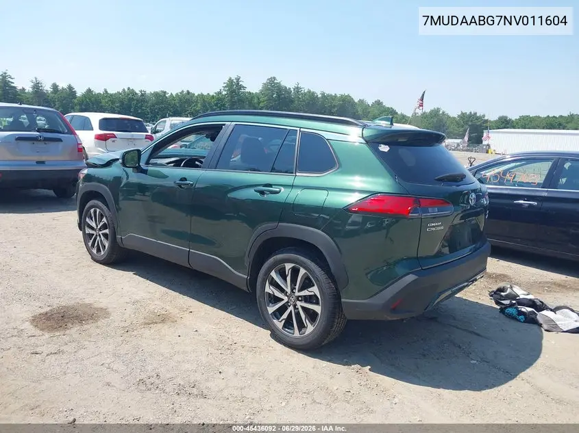 2022 Toyota Corolla Cross Xle VIN: 7MUDAABG7NV011604 Lot: 45436092