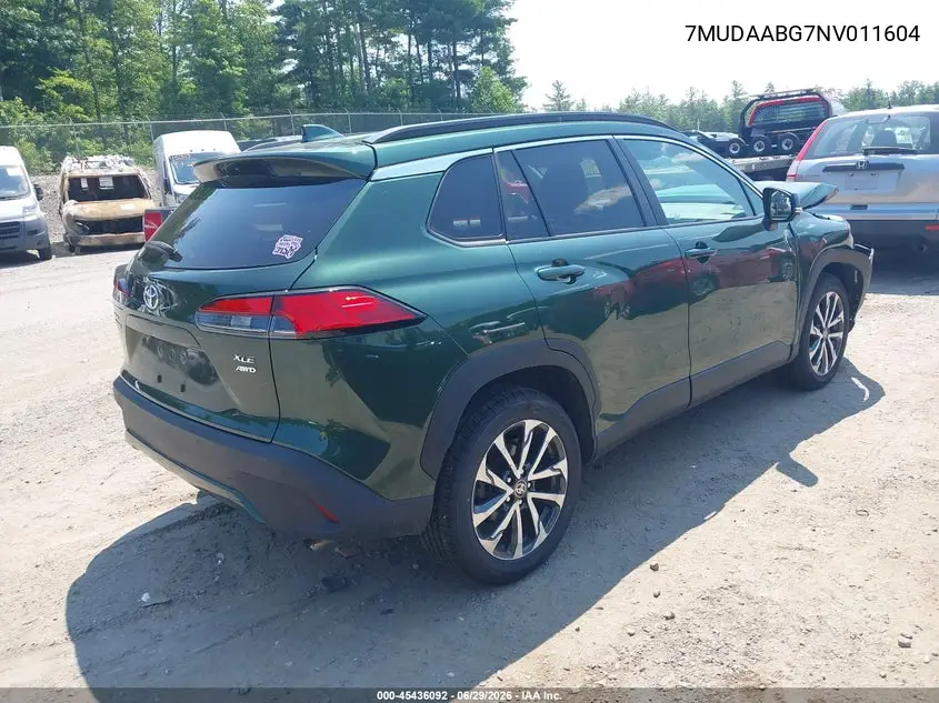 2022 Toyota Corolla Cross Xle VIN: 7MUDAABG7NV011604 Lot: 45436092