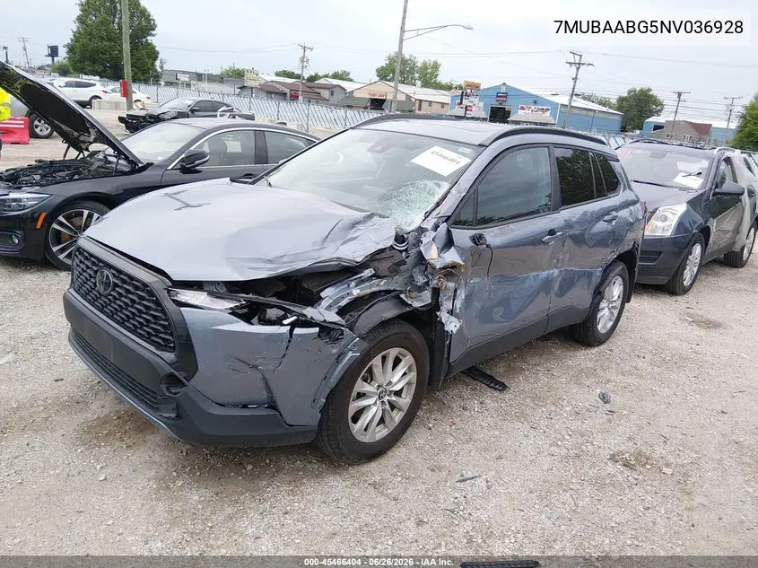 2022 Toyota Corolla Cross Le VIN: 7MUBAABG5NV036928 Lot: 45466404
