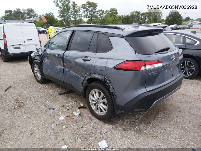2022 Toyota Corolla Cross Le VIN: 7MUBAABG5NV036928 Lot: 45466404