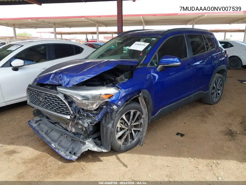 2022 Toyota Corolla Cross Xle VIN: 7MUDAAAG0NV007539 Lot: 45468106