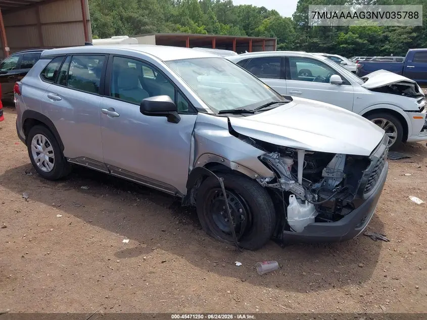 2022 Toyota Corolla Cross L VIN: 7MUAAAAG3NV035788 Lot: 45471250