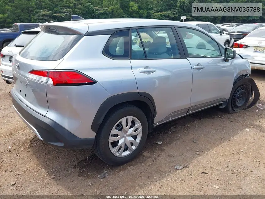 2022 Toyota Corolla Cross L VIN: 7MUAAAAG3NV035788 Lot: 45471250