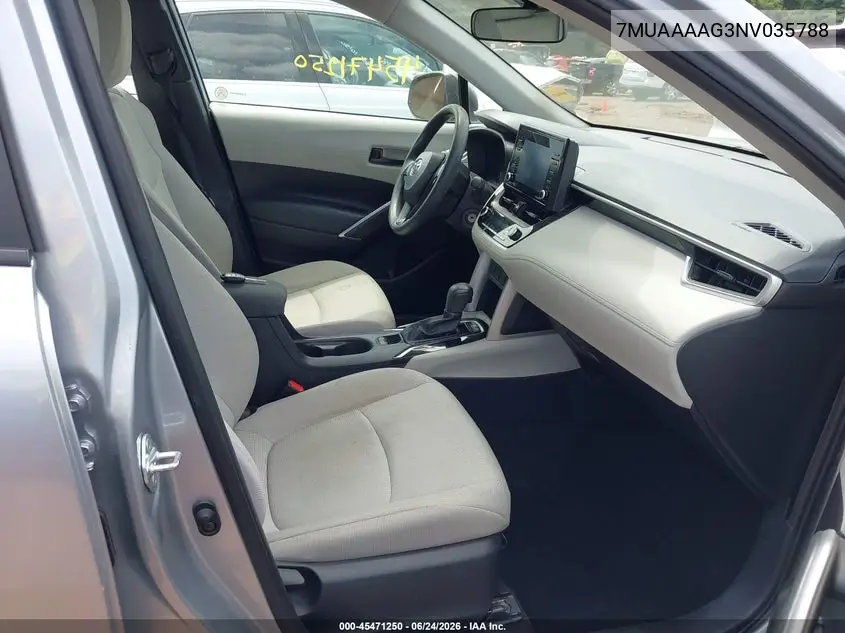 2022 Toyota Corolla Cross L VIN: 7MUAAAAG3NV035788 Lot: 45471250