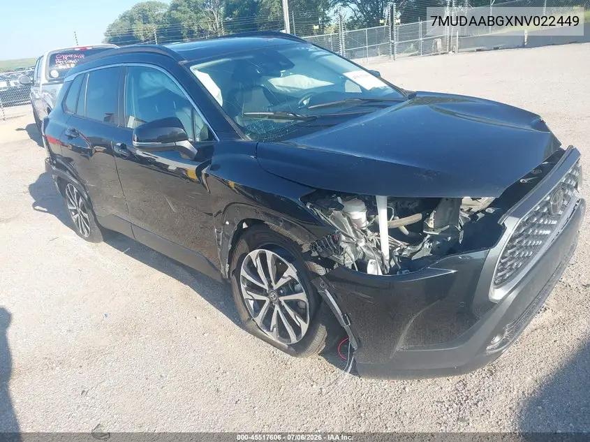 2022 Toyota Corolla Cross Xle VIN: 7MUDAABGXNV022449 Lot: 45517606