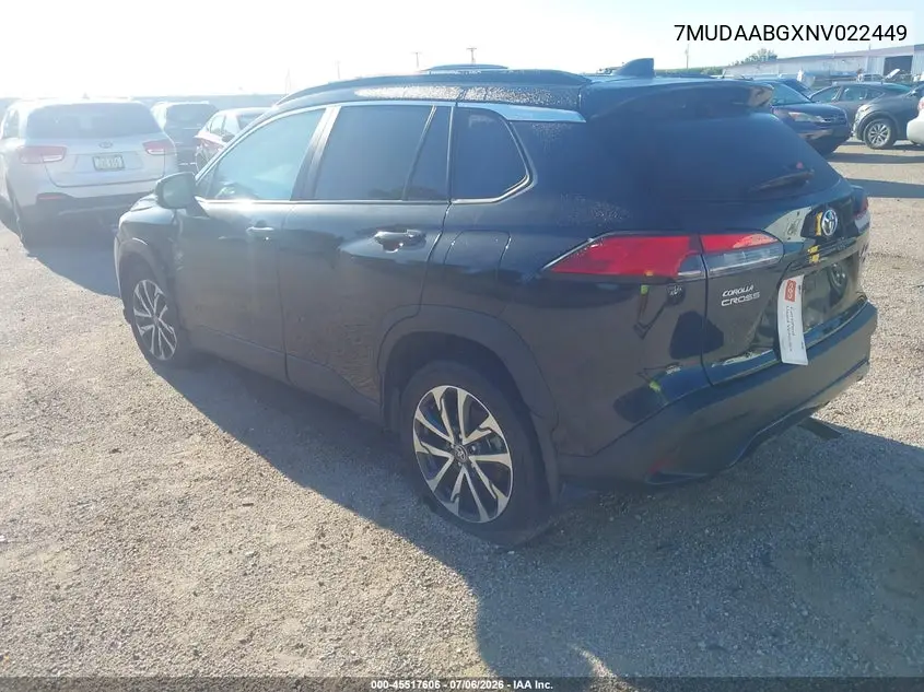 2022 Toyota Corolla Cross Xle VIN: 7MUDAABGXNV022449 Lot: 45517606