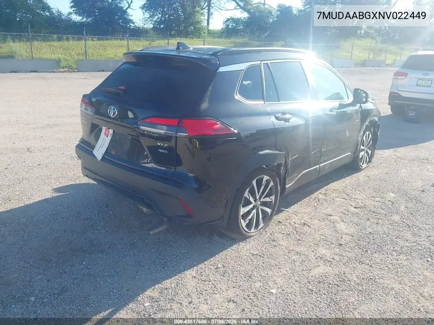 2022 Toyota Corolla Cross Xle VIN: 7MUDAABGXNV022449 Lot: 45517606