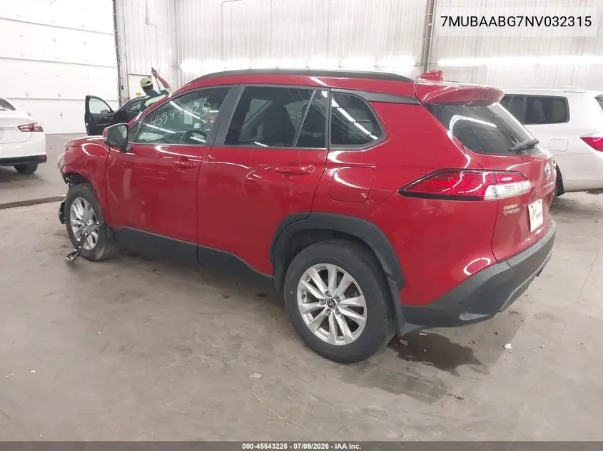 2022 Toyota Corolla Cross Le VIN: 7MUBAABG7NV032315 Lot: 45543225