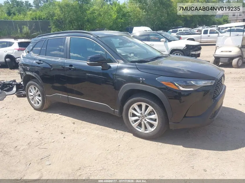 2022 Toyota Corolla Cross Le VIN: 7MUCAABG4NV019235 Lot: 45586177