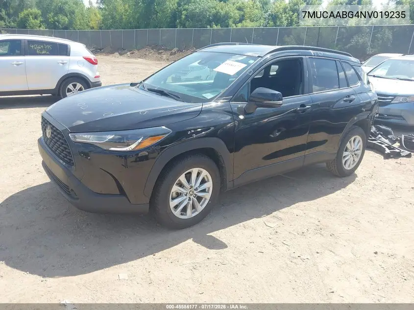 2022 Toyota Corolla Cross Le VIN: 7MUCAABG4NV019235 Lot: 45586177