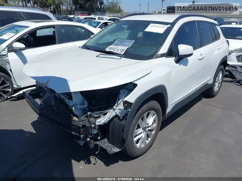 2022 Toyota Corolla Cross Le VIN: 7MUCAAAG7NV016816 Lot: 45592375