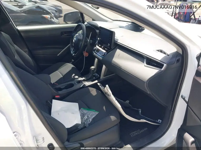 2022 Toyota Corolla Cross Le VIN: 7MUCAAAG7NV016816 Lot: 45592375