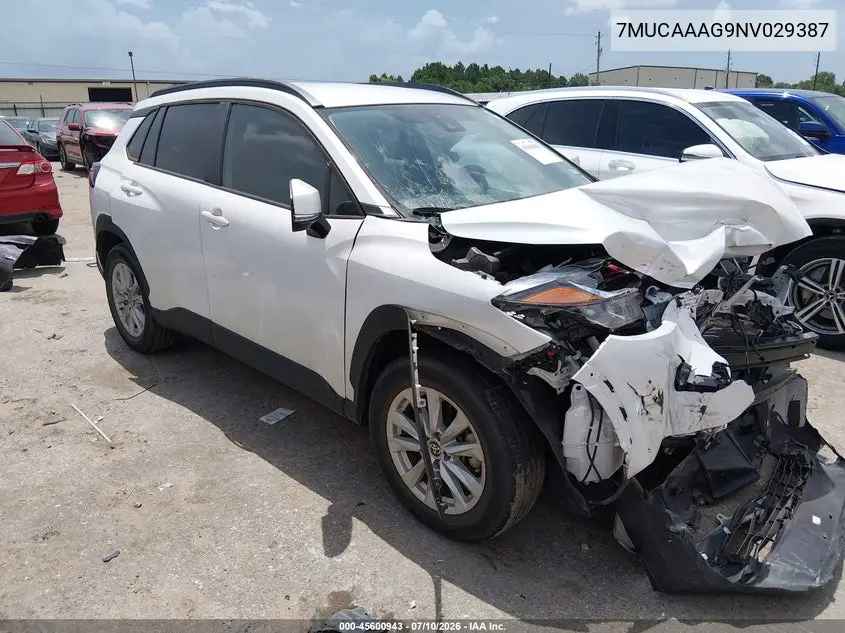 2022 Toyota Corolla Cross Le VIN: 7MUCAAAG9NV029387 Lot: 45600943