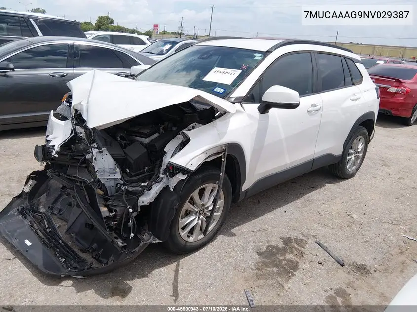 2022 Toyota Corolla Cross Le VIN: 7MUCAAAG9NV029387 Lot: 45600943