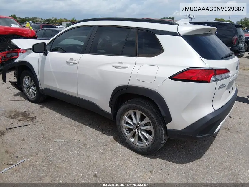 2022 Toyota Corolla Cross Le VIN: 7MUCAAAG9NV029387 Lot: 45600943
