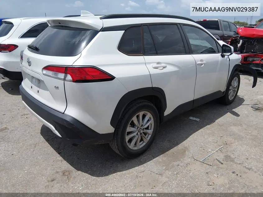 2022 Toyota Corolla Cross Le VIN: 7MUCAAAG9NV029387 Lot: 45600943