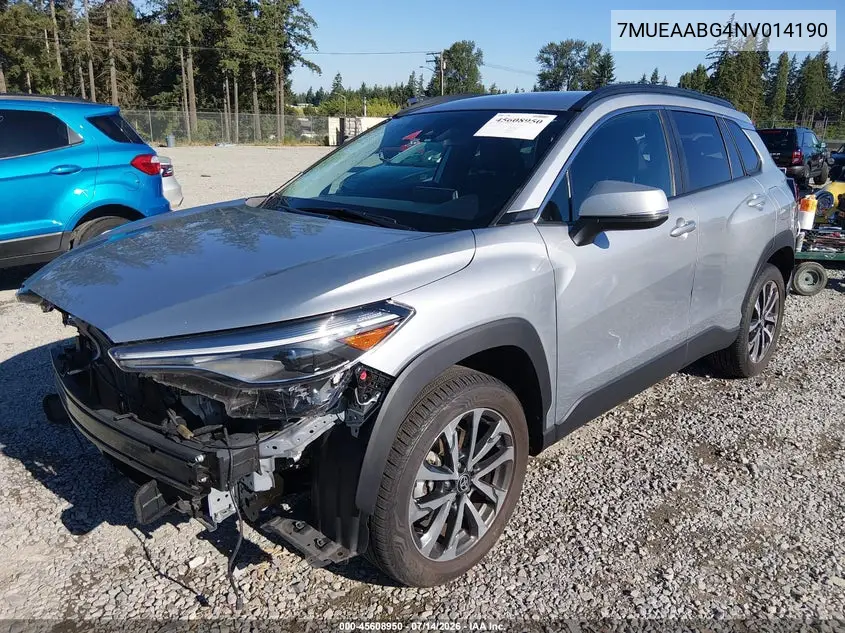 2022 Toyota Corolla Cross Xle VIN: 7MUEAABG4NV014190 Lot: 45608950