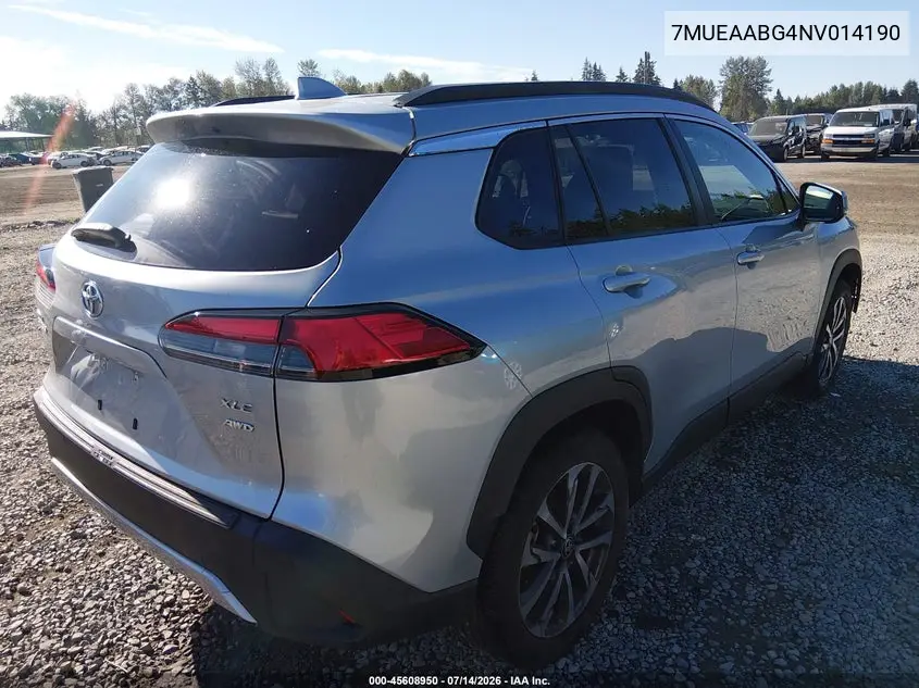 2022 Toyota Corolla Cross Xle VIN: 7MUEAABG4NV014190 Lot: 45608950