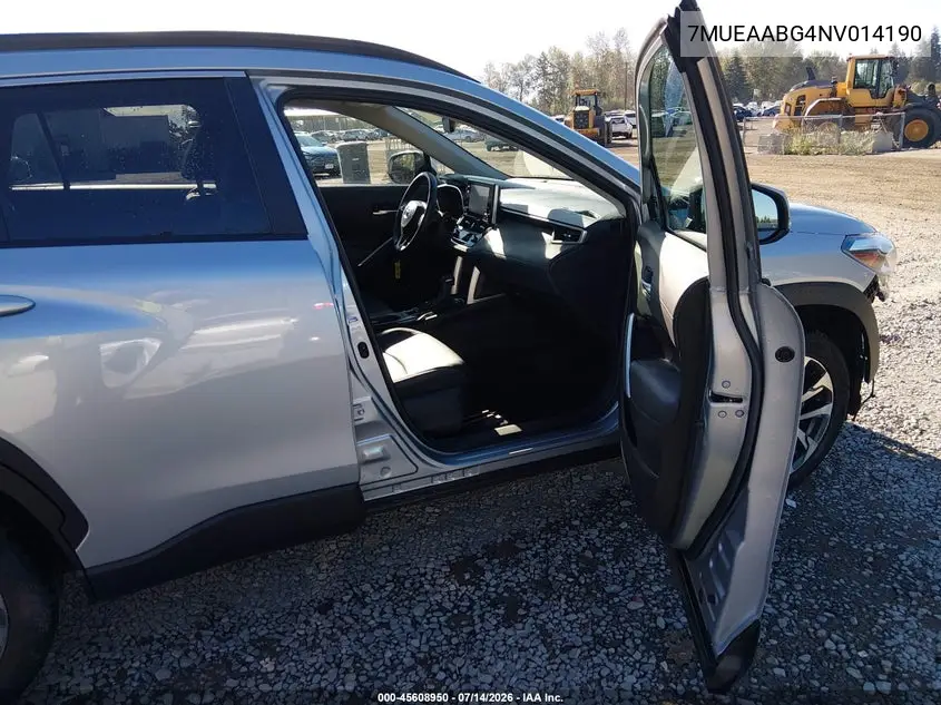 2022 Toyota Corolla Cross Xle VIN: 7MUEAABG4NV014190 Lot: 45608950