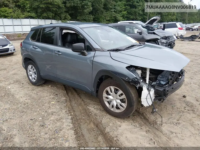 2022 Toyota Corolla Cross L VIN: 7MUAAAAG8NV006819 Lot: 45622462