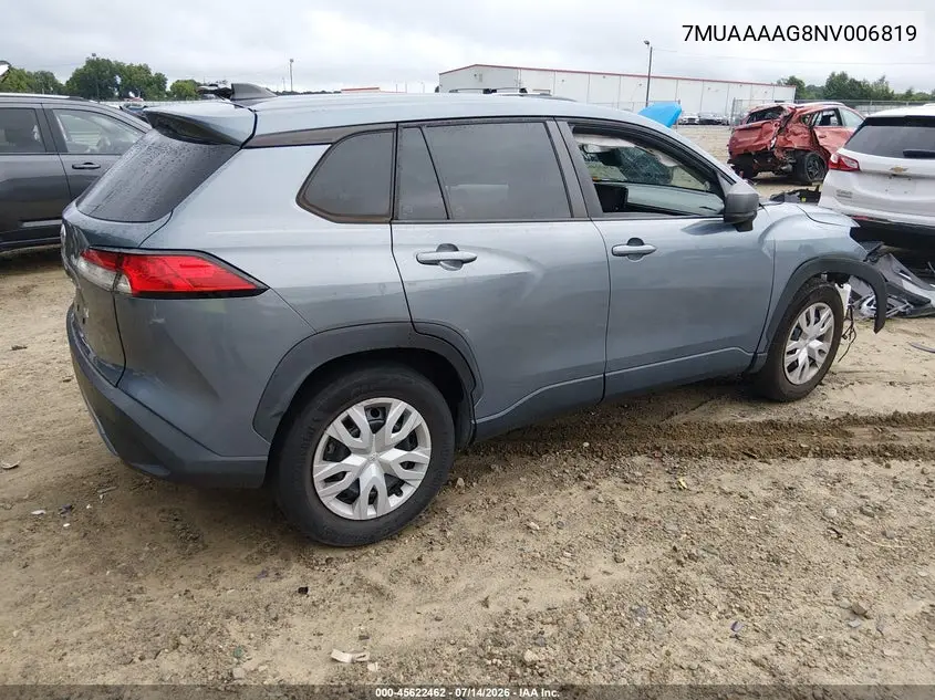 2022 Toyota Corolla Cross L VIN: 7MUAAAAG8NV006819 Lot: 45622462