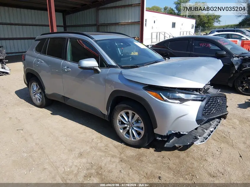 2022 Toyota Corolla Cross Le VIN: 7MUBAABG2NV035204 Lot: 45625196