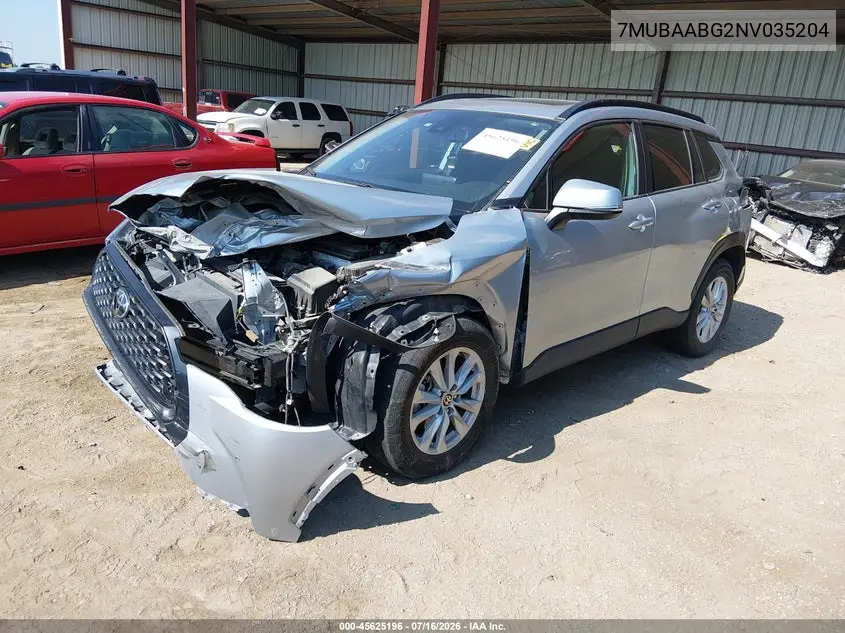 2022 Toyota Corolla Cross Le VIN: 7MUBAABG2NV035204 Lot: 45625196