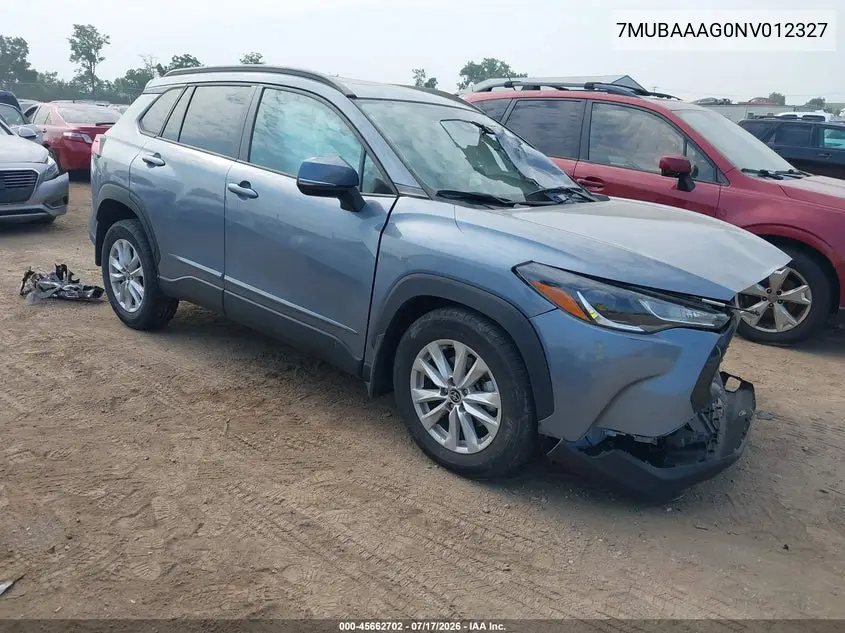 2022 Toyota Corolla Cross Le VIN: 7MUBAAAG0NV012327 Lot: 45662702