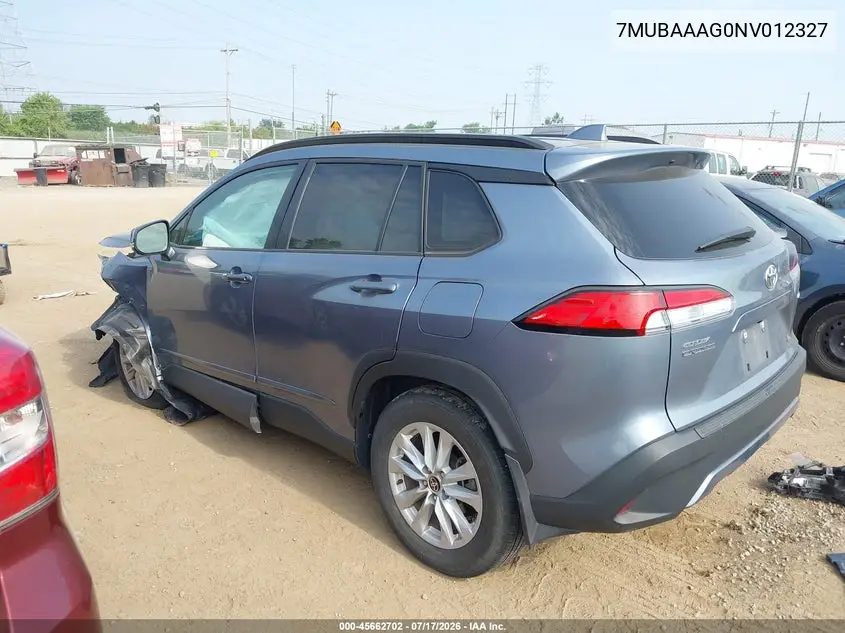 2022 Toyota Corolla Cross Le VIN: 7MUBAAAG0NV012327 Lot: 45662702
