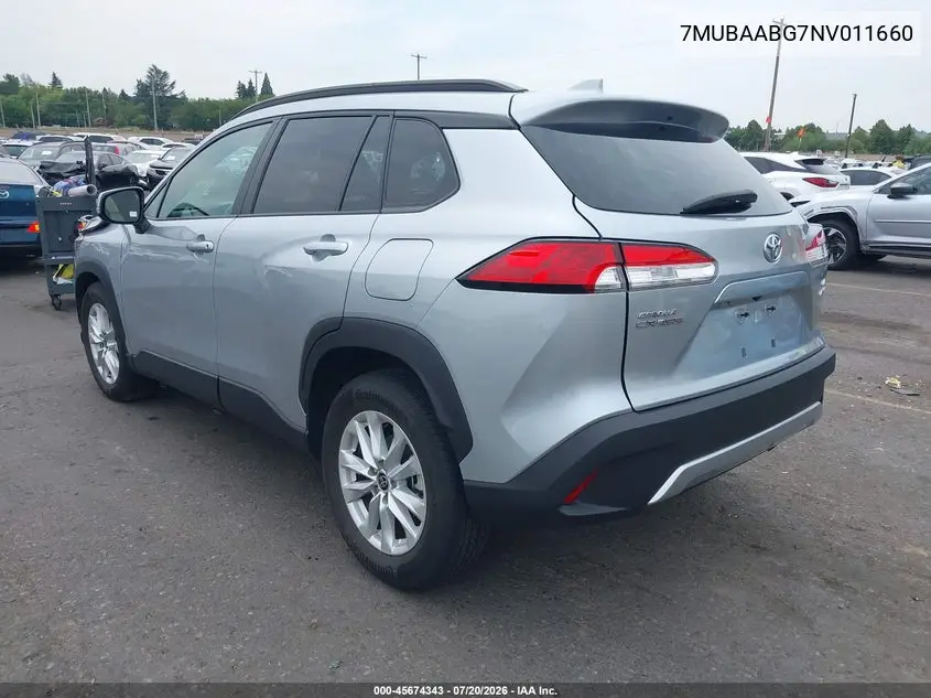 2022 Toyota Corolla Cross Le VIN: 7MUBAABG7NV011660 Lot: 45674343