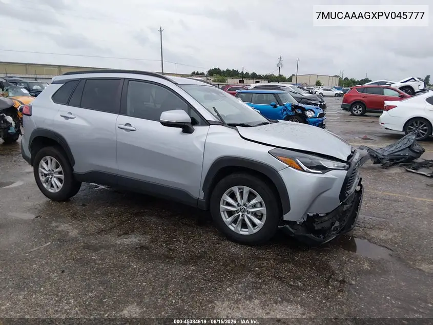2023 Toyota Corolla Cross Le VIN: 7MUCAAAGXPV045777 Lot: 45384619