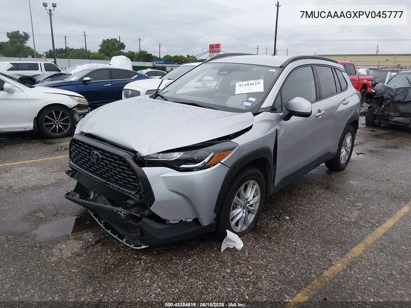 2023 Toyota Corolla Cross Le VIN: 7MUCAAAGXPV045777 Lot: 45384619