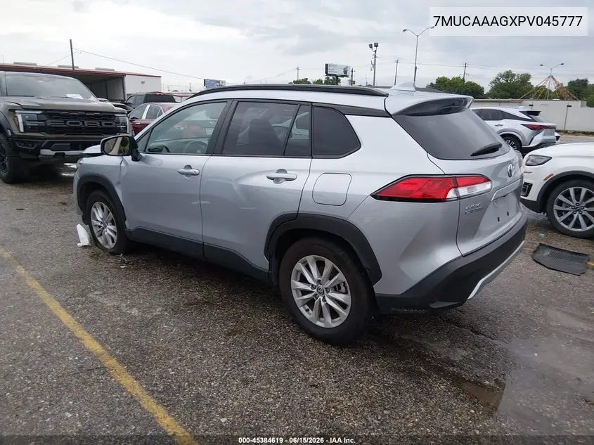 2023 Toyota Corolla Cross Le VIN: 7MUCAAAGXPV045777 Lot: 45384619