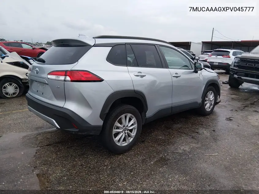 2023 Toyota Corolla Cross Le VIN: 7MUCAAAGXPV045777 Lot: 45384619