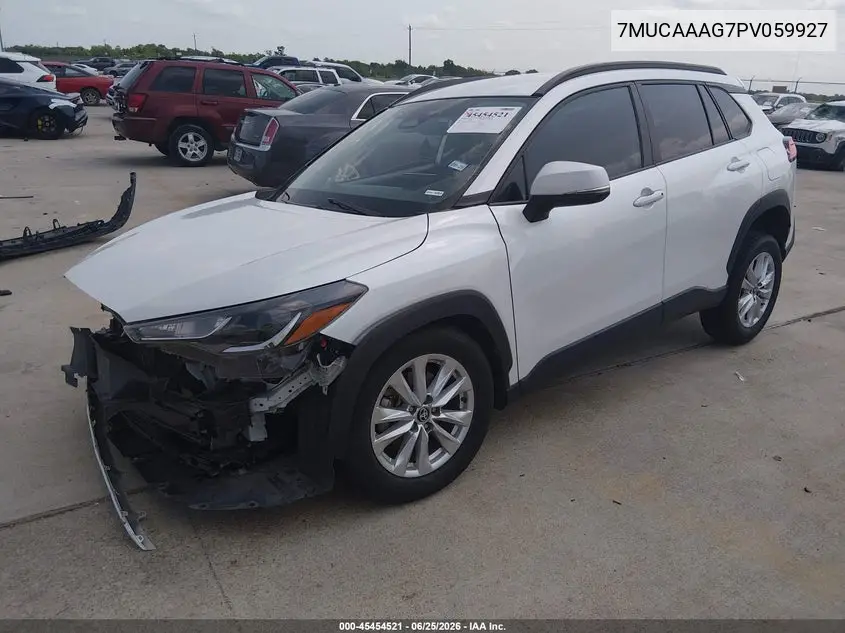 2023 Toyota Corolla Cross Le VIN: 7MUCAAAG7PV059927 Lot: 45454521