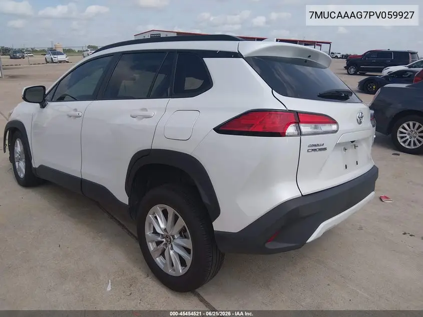 2023 Toyota Corolla Cross Le VIN: 7MUCAAAG7PV059927 Lot: 45454521