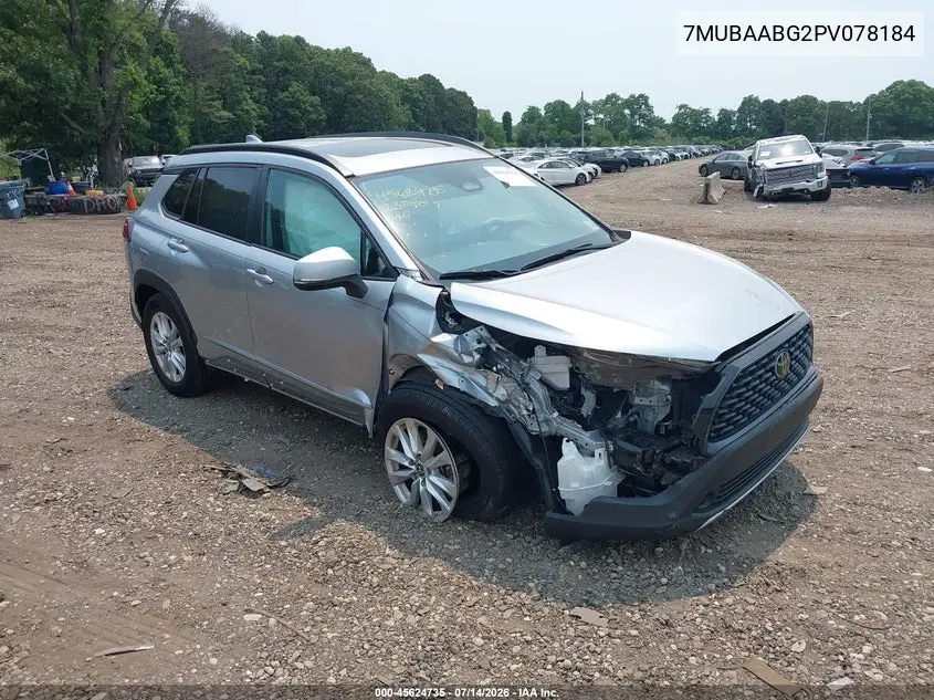 2023 Toyota Corolla Cross Le VIN: 7MUBAABG2PV078184 Lot: 45624735