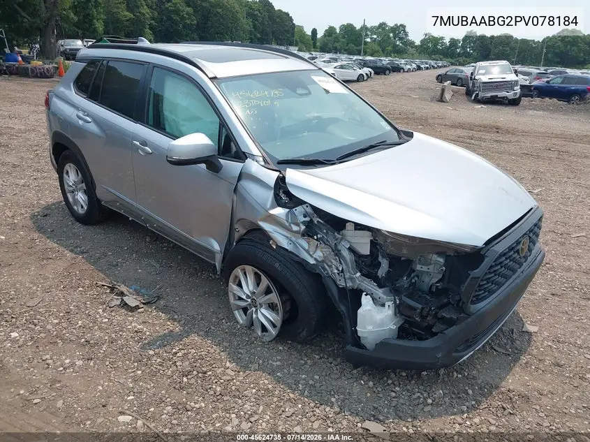 2023 Toyota Corolla Cross Le VIN: 7MUBAABG2PV078184 Lot: 45624735